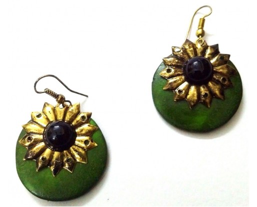 Handmade Painted Wooden Wood Earrings Jhumki Ethnic Chic Boho Drop Long EA293